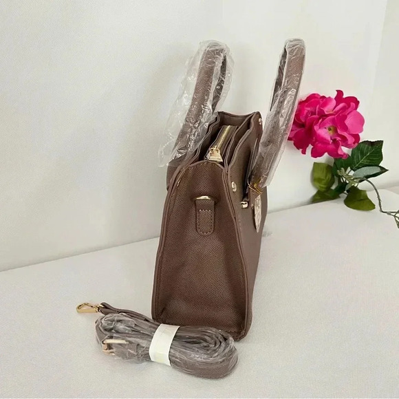 BEBE Kate Satchel Shopper Bag Removable Strap Taupe - Picture 7 of 10